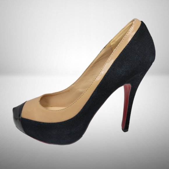 Christian Louboutin Two Tone Leather and Suede Mago Cap Toe Platform Pumps - Picture 5 of 13